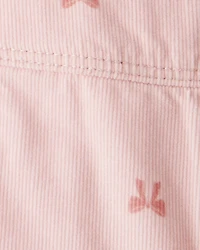 Baby Girl Bow Print Corduroy Overalls - Pink
