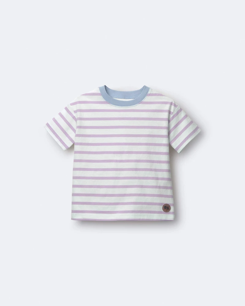 Toddler Relaxed Tee in Stripes- Blue/Purple