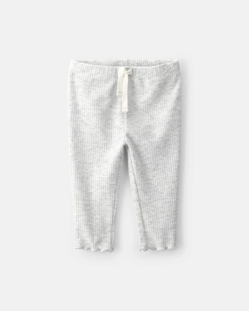 Baby Girl Rib Pull-On Leggings - Grey