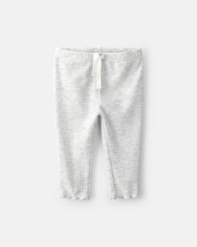 Baby Girl Rib Pull-On Leggings - Grey