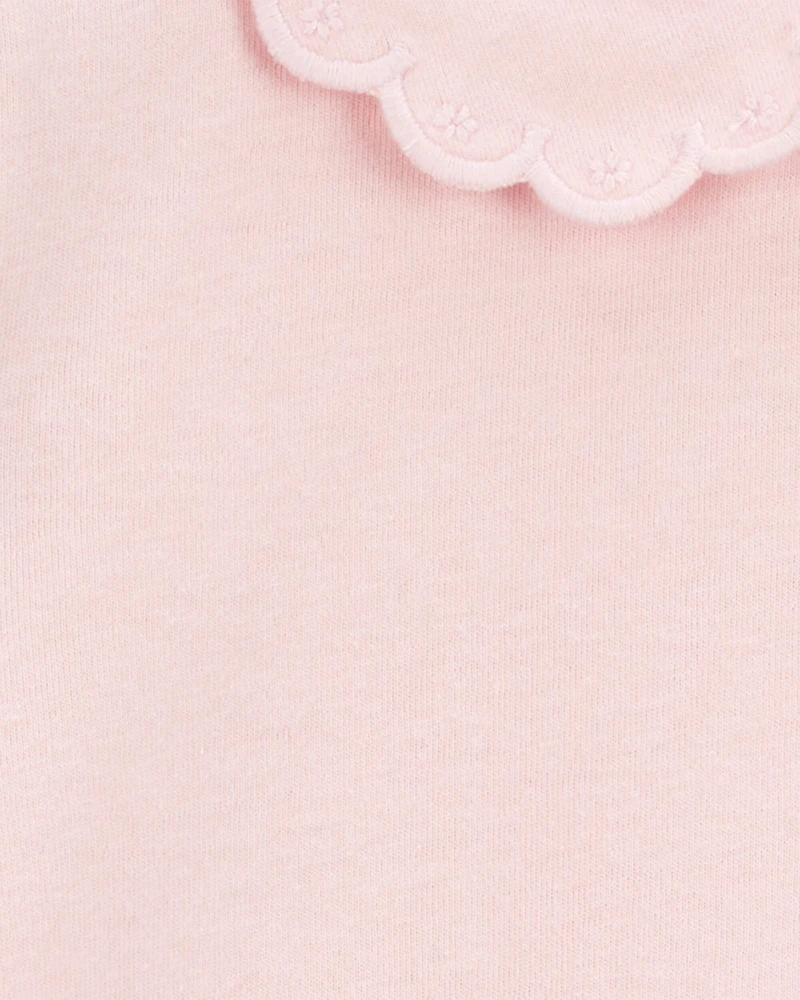 Toddler Scalloped Collar Short-Sleeve Top - Pink