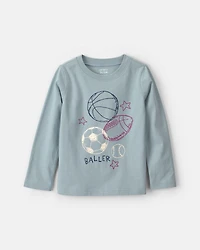 Toddler Boy 'Baller' Basketball Long-Sleeve Graphic Tee - Blue
