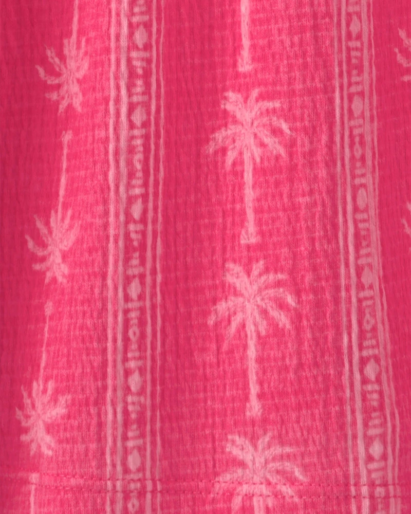 Girls Palm Tree Tank Dress - Pink