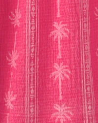 Girls Palm Tree Tank Dress - Pink