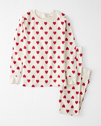 Kid Organic Cotton Pajamas in Forever Hearts Print