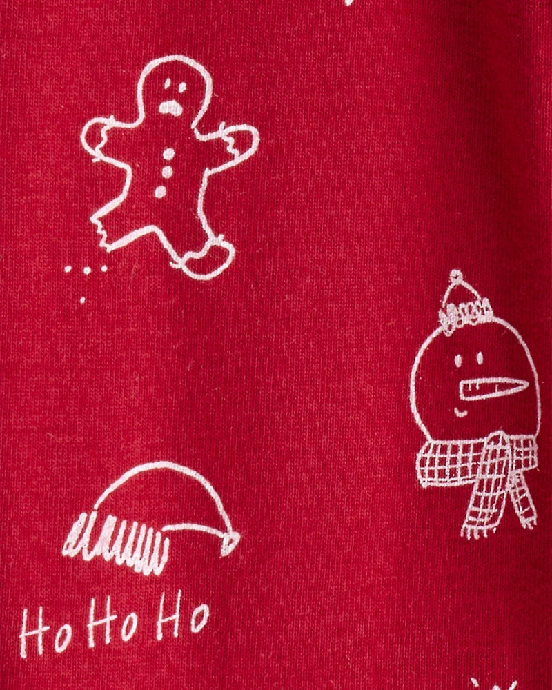 Baby Christmas 100% Cotton Snug Fit 2-Way Zip Sleep & Play Pajamas - Red