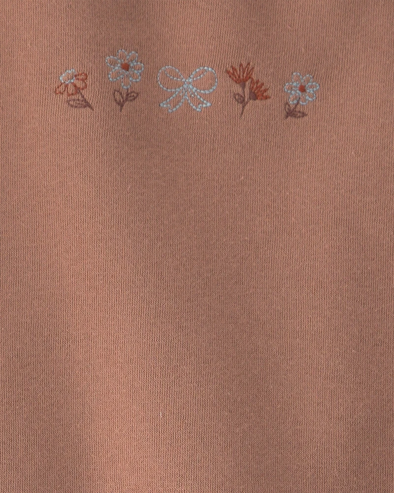 Baby Girl 2-Piece Floral Fleece Sweatshirt & Pant Set - Brown