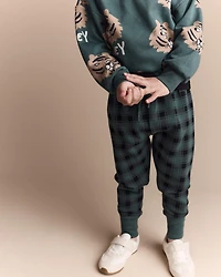 Toddler No-Seam Jogger Pant in Plaid - Green/Black