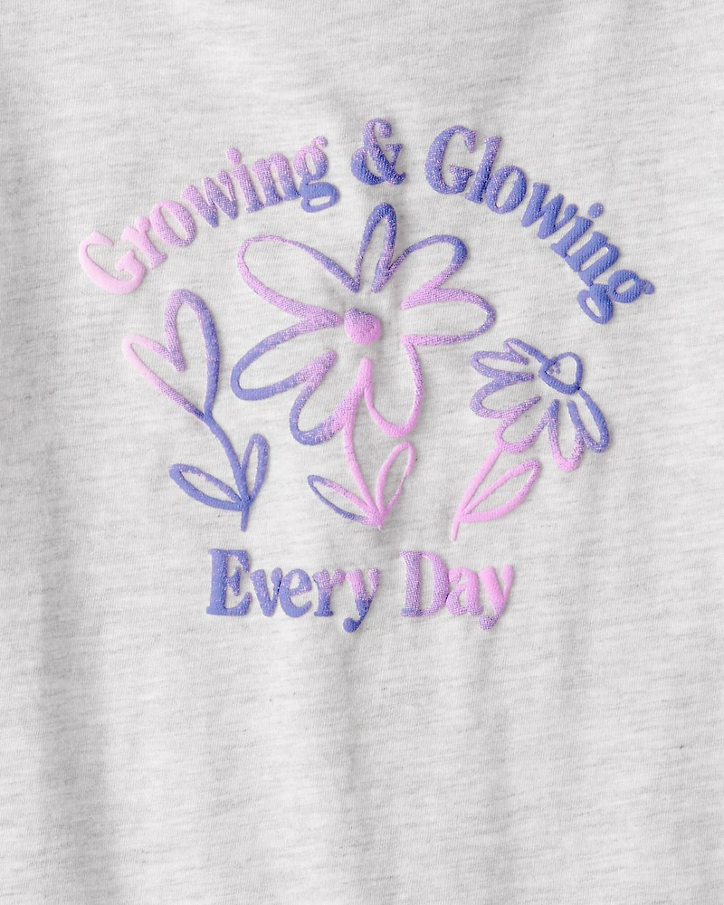 Girls Growing & Glowing Long-Sleeve Graphic Tee - Grey