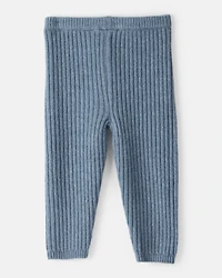 Baby Girl Ribbed Sweater Knit Pants - Blue
