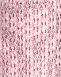 Baby Girl Bow Pointelle Button-Up Cardigan Sweater - Pink