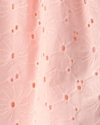 Baby Girl Short-Sleeve Eyelet Dress - Pink