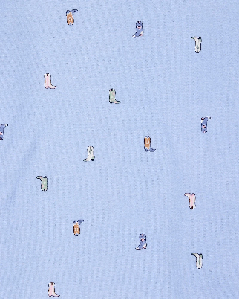 Girls 4-Piece Horse 100% Snug Fit Cotton Pajamas - Pink/Blue