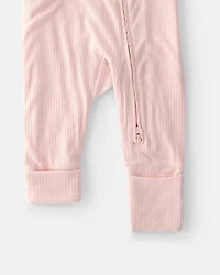 Baby Girl 2-Way Zip PurelySoft Sleep & Play Pajama - Light Pink