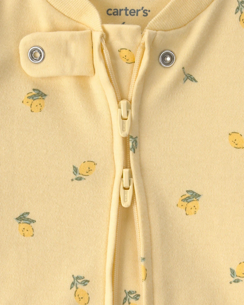 Baby Lemon 2-Way Zip 100% Cotton Sleep & Play Pajama - Yellow