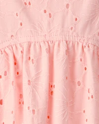 Baby Girl Eyelet Sleeveless Jumpsuit - Pink