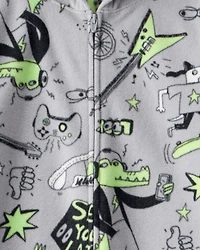 Boys Alligator Fleece Loose Fit 1-Piece Pajamas