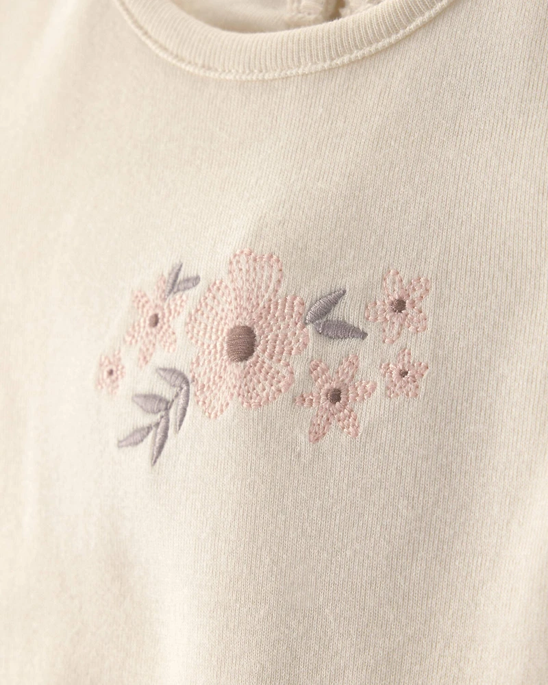 Baby Girl 3-Piece Floral Top, Bodysuit & Short Set - Brown/Ivory