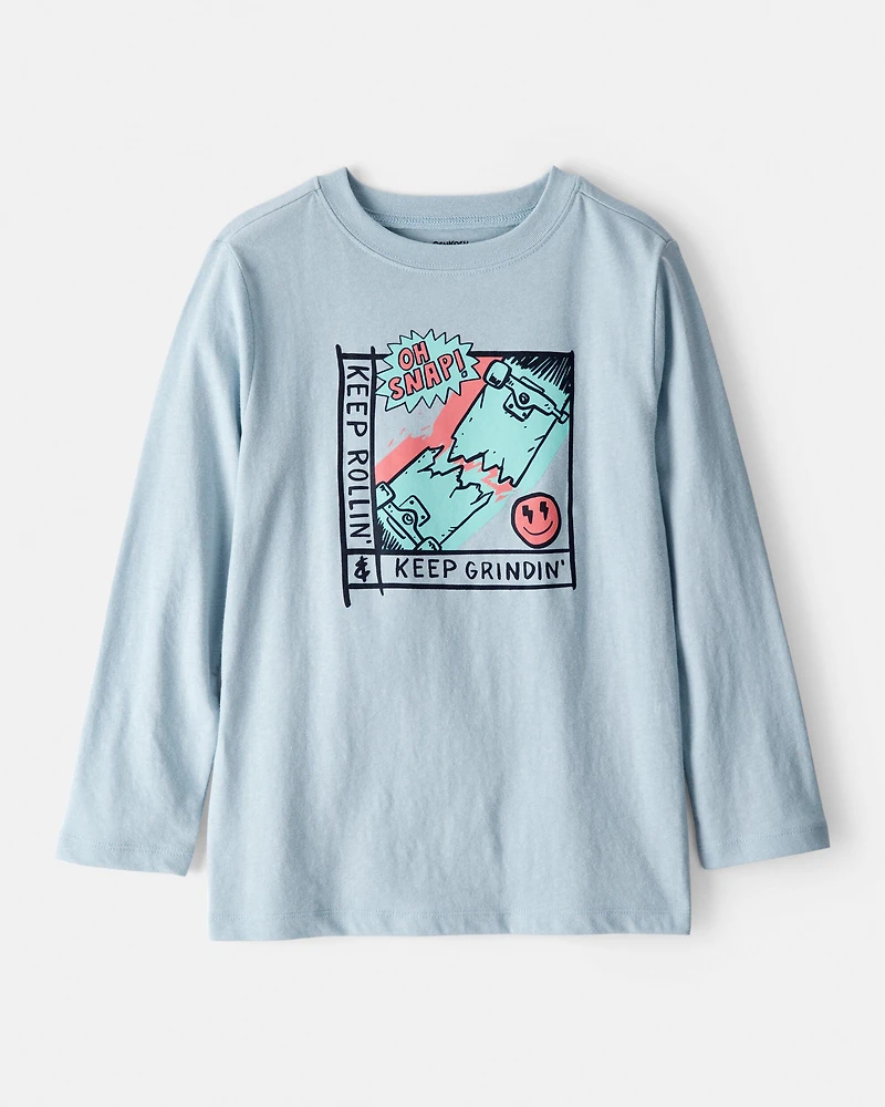Boys Skateboard Long-Sleeve Graphic Tee - Blue