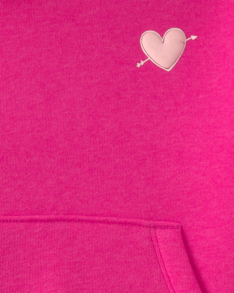 Toddler Girl Heart Fleece Hoodie & Pant Set - Pink