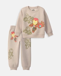 Toddler Boy 2-Piece ©Marvel Iron Man Fleece Pullover Sweatershirt &  Joggers Set - Brown
