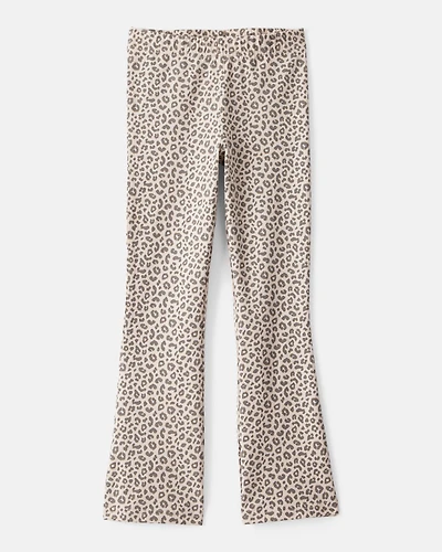Girls Cotton Leopard Stretch Flare Leggings