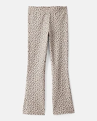 Girls Cotton Leopard Stretch Flare Leggings