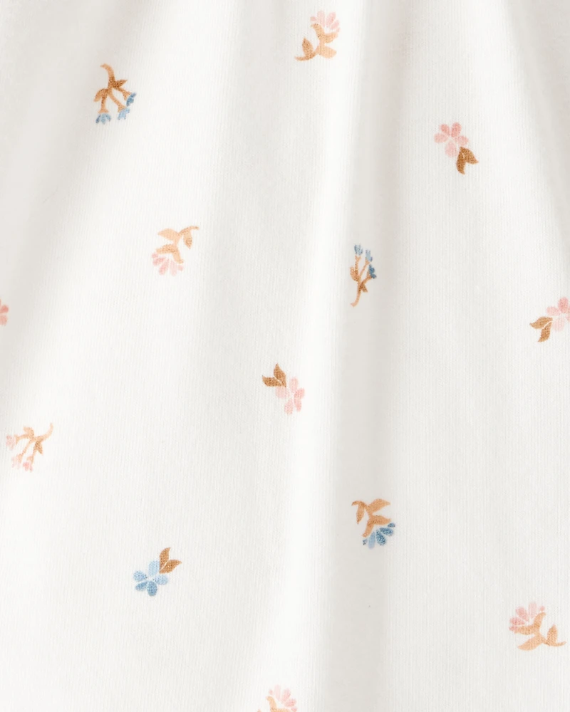 Baby Girl Floral Print Long-Sleeve Fashion Bodysuit - Ivory