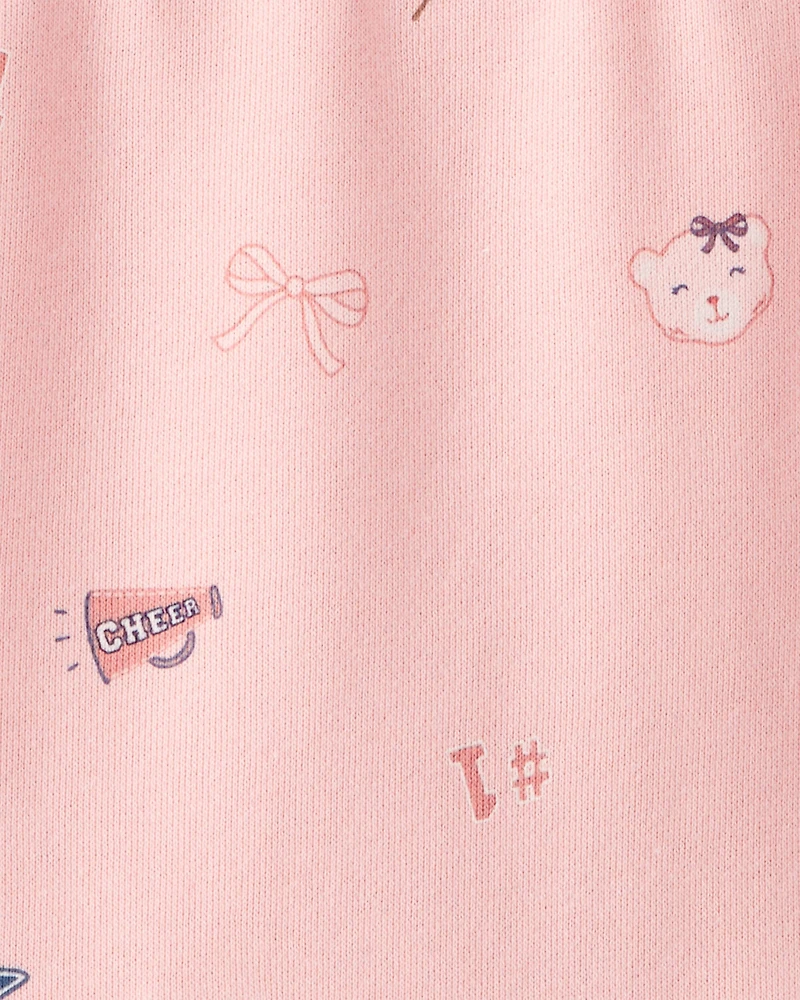 Toddler Girl Art Print Collared Long-Sleeve Dress - Pink