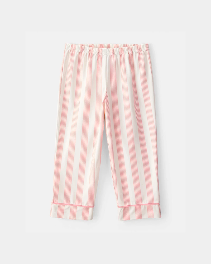 Toddler Girl Striped Loose Fit 2-Piece Pajama Set - Pink/Ivory
