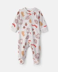 Baby Autumn Fleece 2-Way Zip Sleep & Play Pajamas - Grey