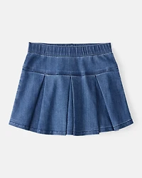 Girls 2-Piece Striped Short-Sleeve Button-Down Tee & Denim Skort Set - Multi