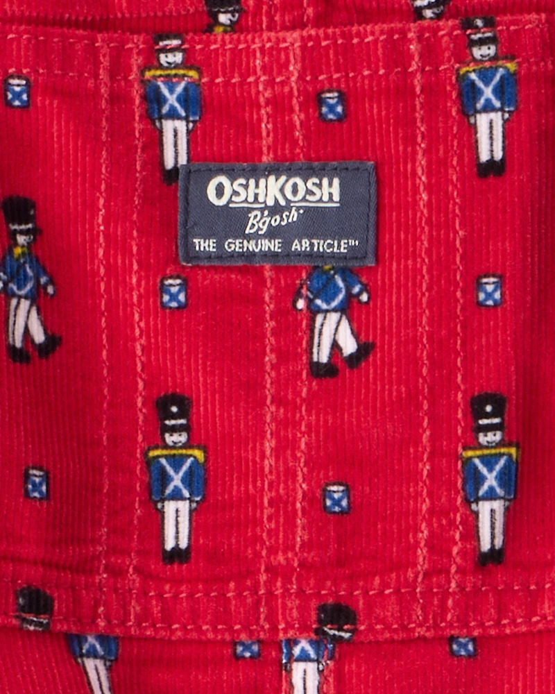 Toddler Nutcracker Corduroy Overalls - Red