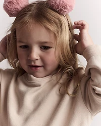 Toddler Girl Furry Pom Pom Headband - Rose