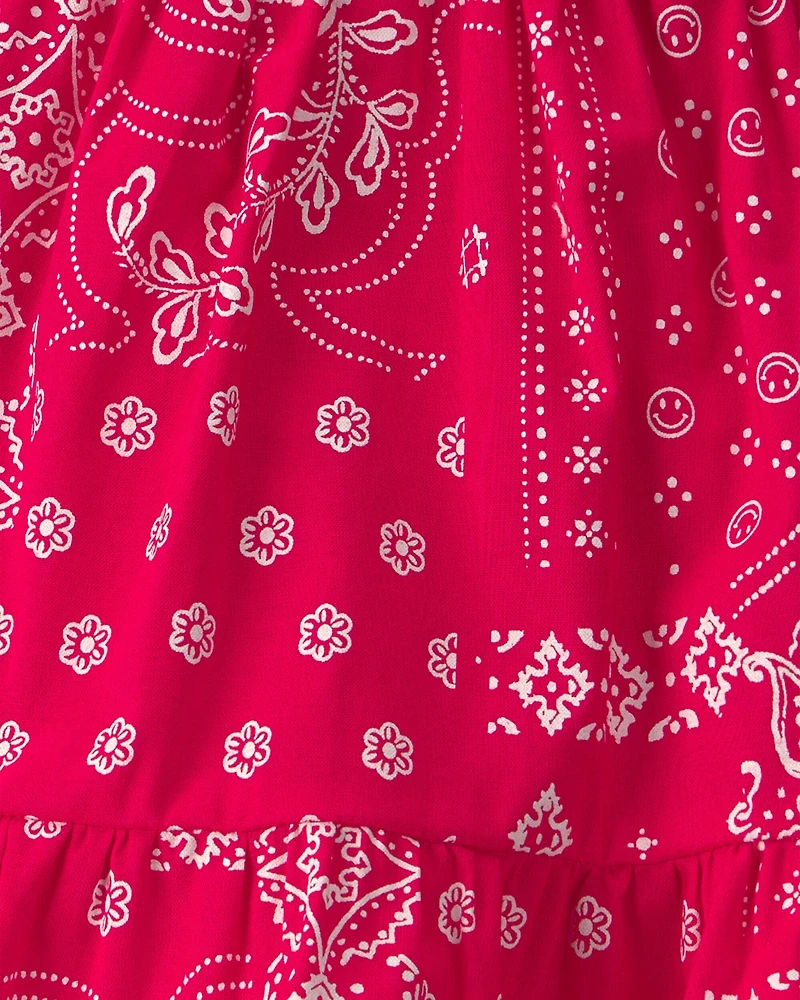 Baby Girl Bandana Sleeveless Dress - Red