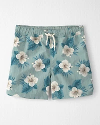 Boys Recycled Swim Trunks in Blue Hibiscus