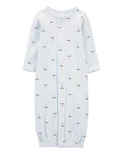 Baby Boy Preemie Sailboat Sleeper Gown