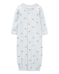 Baby Boy Preemie Sailboat Sleeper Gown