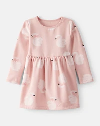Toddler Girl DayDream Fleece Swan Knit Dress - Pink