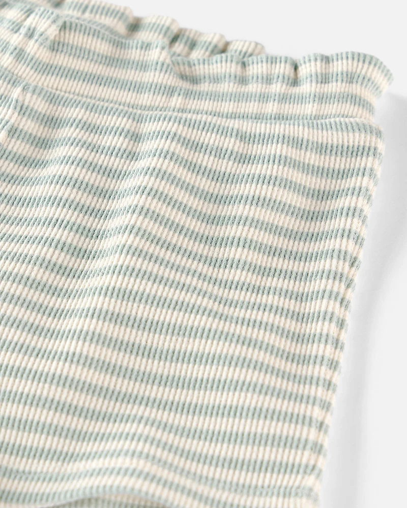 Girls 2-Piece Organic Cotton Waffle Knit Top & Short Set in  Stripes
