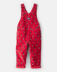 Toddler Nutcracker Corduroy Overalls - Red