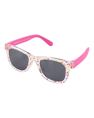 Confetti Print Wayfarer Sunglasses - Pink