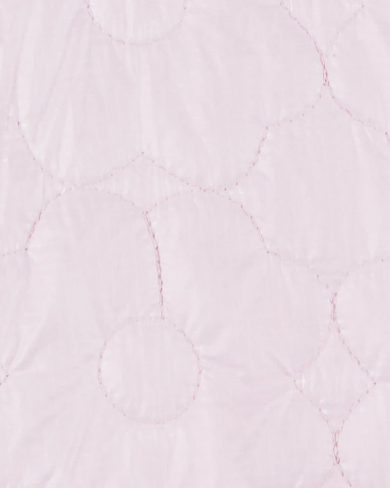 Girls Floral Quilted Midweight Jacket - Pink