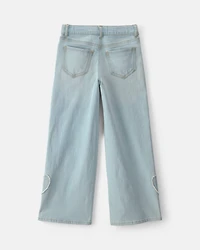 Girls Heart Denim Wide-Leg Jeans - Light Wash
