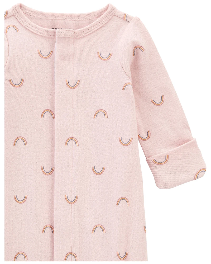 Baby Girl Preemie Rainbow Cotton Sleeper Gown