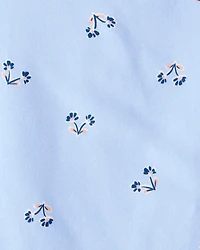 Toddler 2-Piece Floral Flutter-Sleeve Pajamas - Blue
