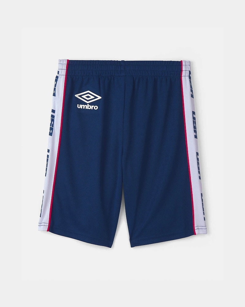 Kids Umbro USA Mesh Soccer Shorts - Navy Blue/White