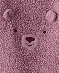Baby Girl 2-Piece Bear Sherpa Long-Sleeve Snug Fit Overall Set - Purple