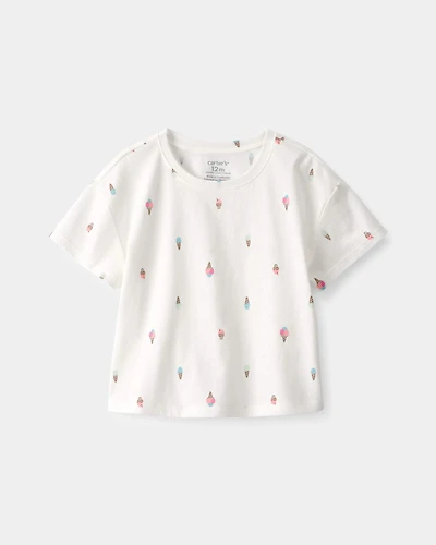 Baby Girl Ice Cream Relaxed Top - White