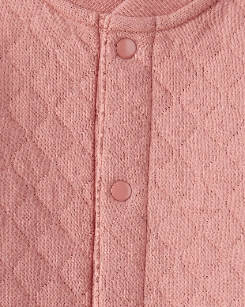 Baby Girl Quilted Long-Sleeve Jumpsuit - Pink